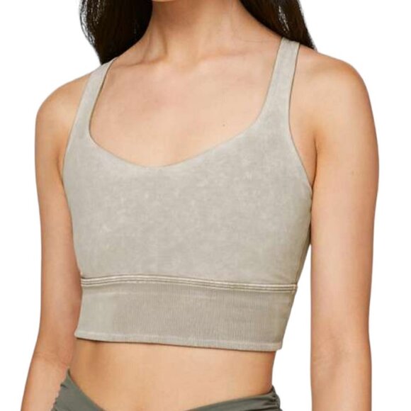 LULULEMON Athletic Free To Be Bra *Long Line Rib Snow Wash Gray 6 - Picture 1 of 6